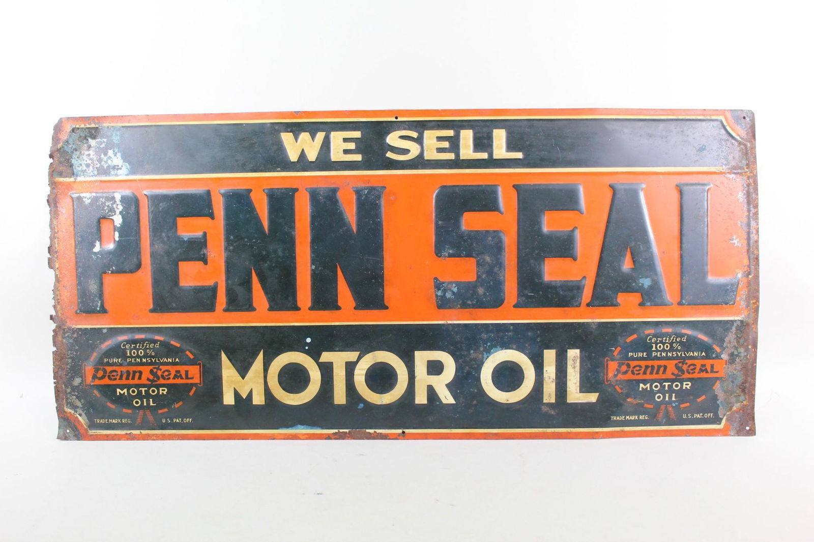 1930s Penn Seal Motor Oil Embossed Enamel Sign,Antique (1 of 11)