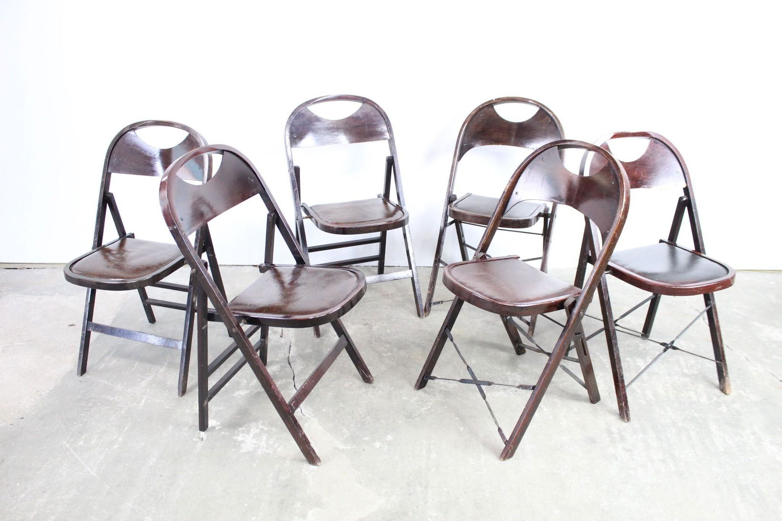Set of 6 Wooden/Vinyl Folding Side Chairs W Canvas Bag (1 of 18)