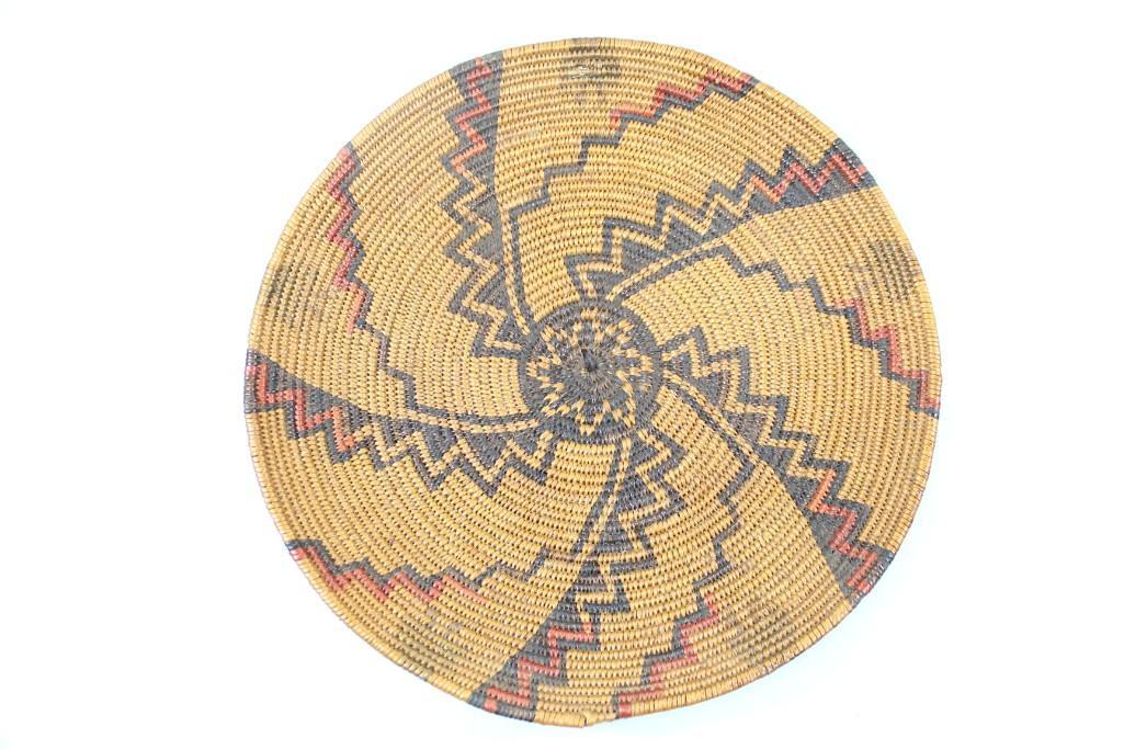19th C Native American Apache Basket W Geometric Whirl (1 of 7)
