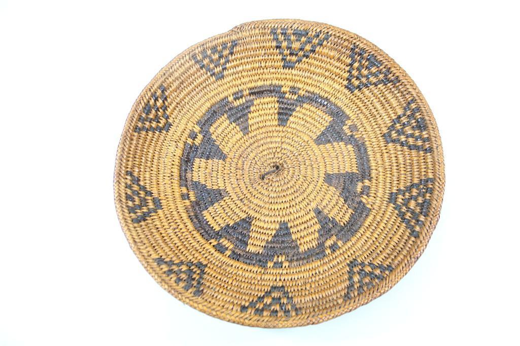 19th Century Native American Apache Basket W Sun Motif (1 of 7)