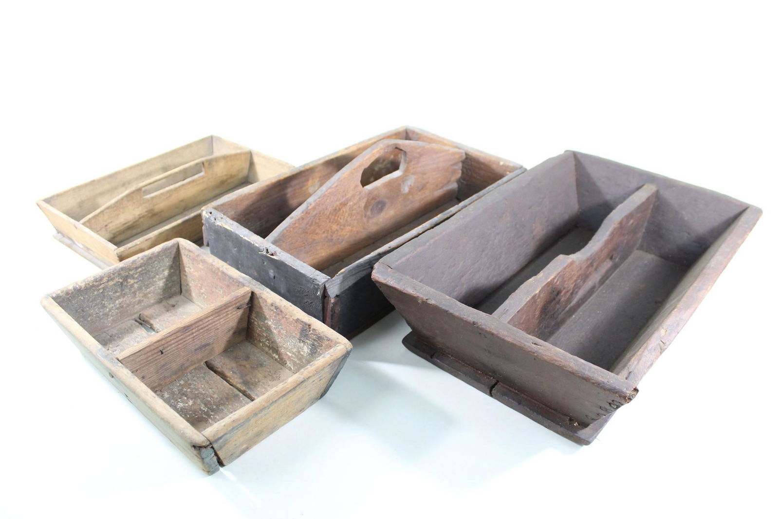4 Primitive Antique Wood Cutlery Boxes, Storage,Display (1 of 20)