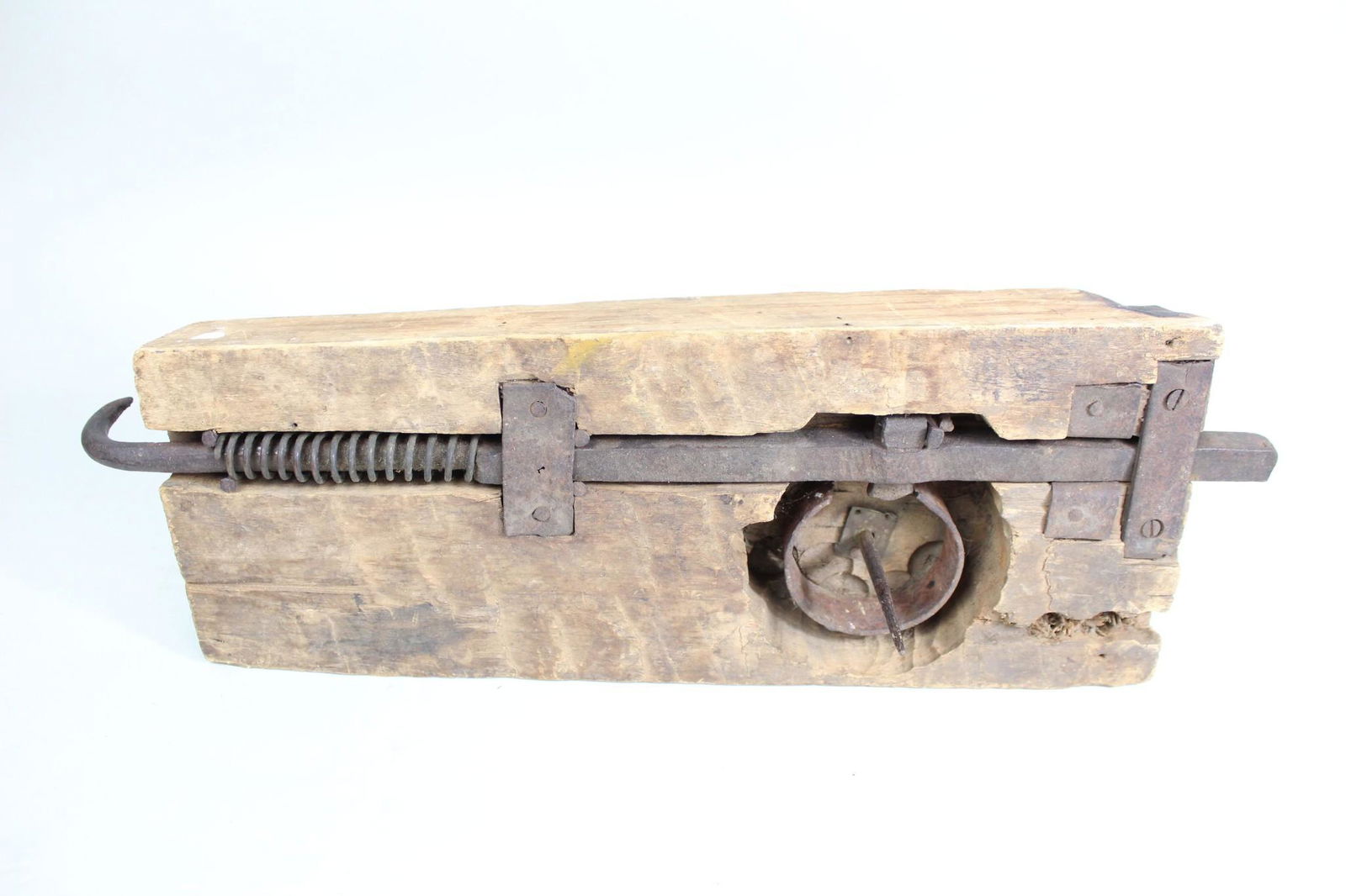 Antique Primitive Wooden and Iron Door Latch W Spring (1 of 8)