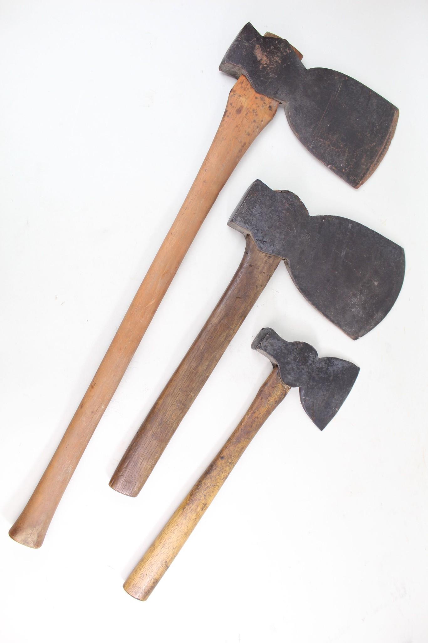 Set of 3 Antique Handmade Hatches/Axes Outdoor,Wood (1 of 13)