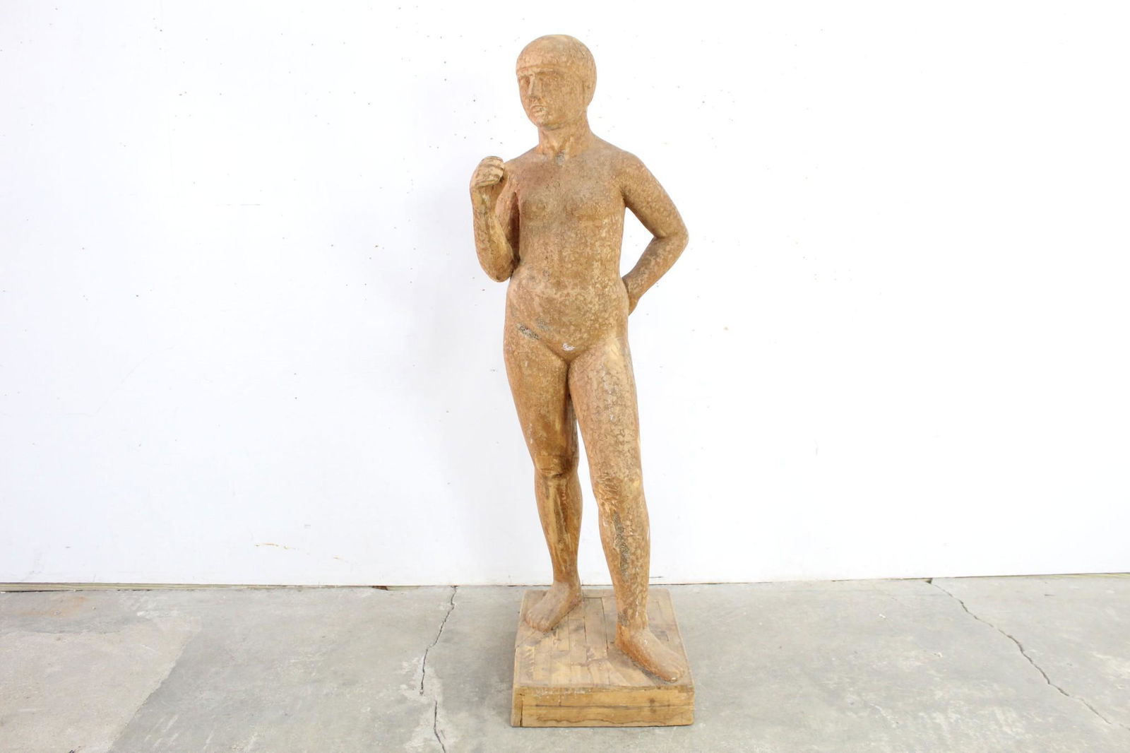 Lifesize Carved Wood & Plaster Woman Folk Art Sculpture (1 of 12)