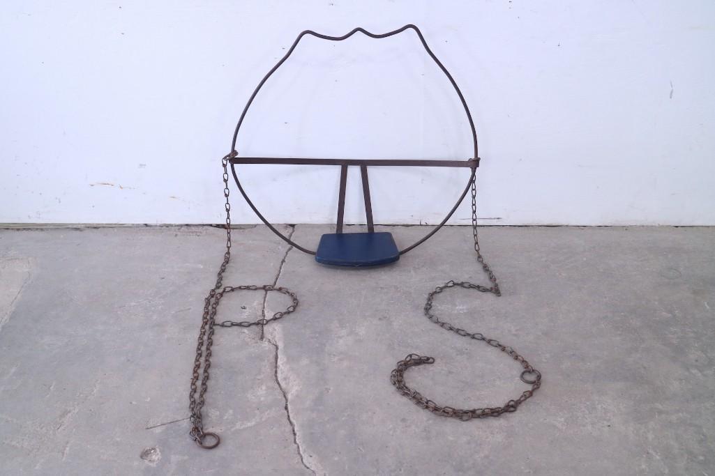 Antique Carnival Ride Wrought Iron Hanging Swing Seat (1 of 5)