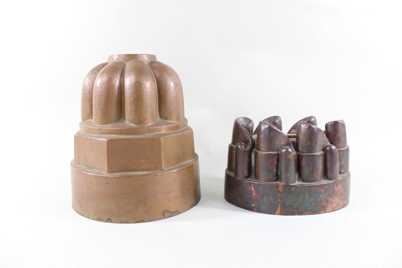 Pair of Art Deco Copper Cake Pudding Jelly Molds,Swirl (1 of 12)