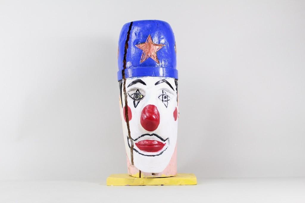 Folk Art Painted Carved Wood Carnival Circus Clown (1 of 8)