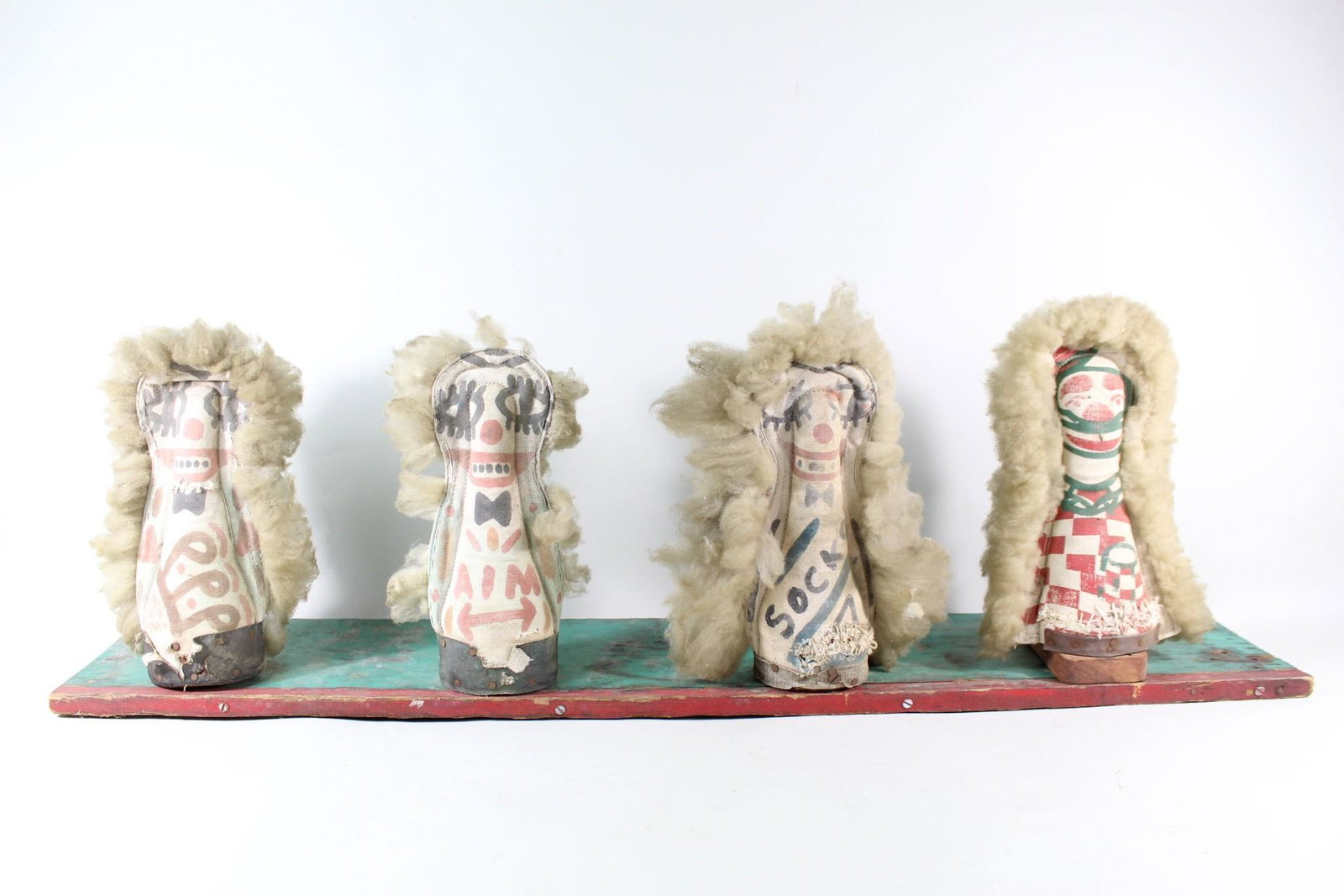 Folk Art Carnival Knockdown Game 4 Hand Painted Clowns (1 of 14)