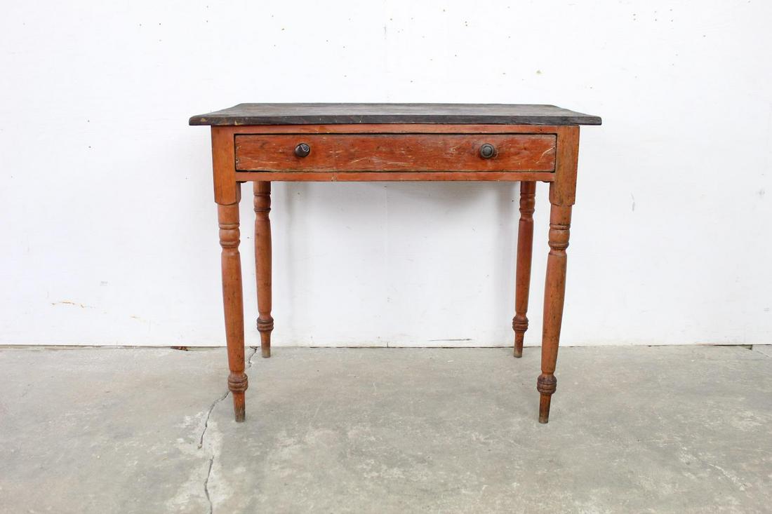 Farmhouse Red Painted Desk With Drawer & Turned Legs (1 of 7)