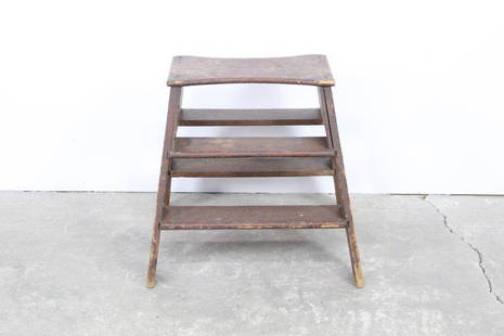 Simple & Sturdy Vintage Brown Wooden Country Stepstool: Simple Sturdy Vintage Brown Wooden Country Stepstool. Stool is double-sided, with 2 steps on each side, and the top is nicely tapered. Useful item to have handy in the pantry or other spot where you m