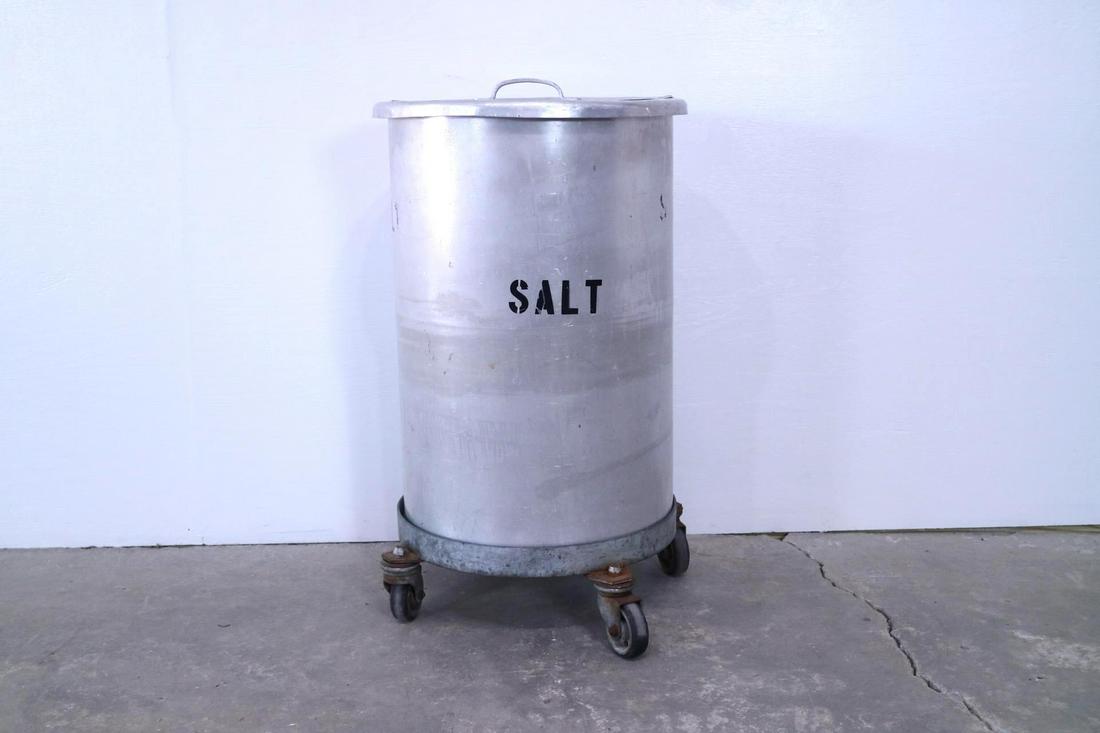 Industrial Aluminum Dry-Goods Salt Bin Storage W Wheels (1 of 10)