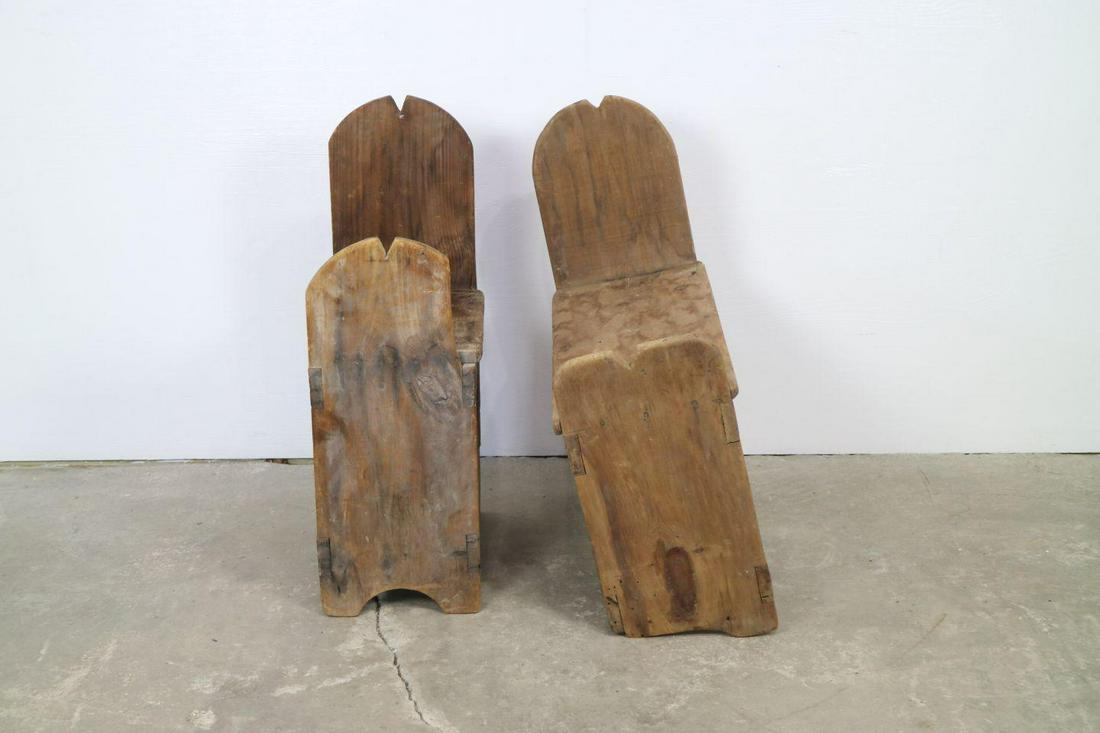 Pair of Antique Primitive Country Wooden Benches Stools (1 of 7)