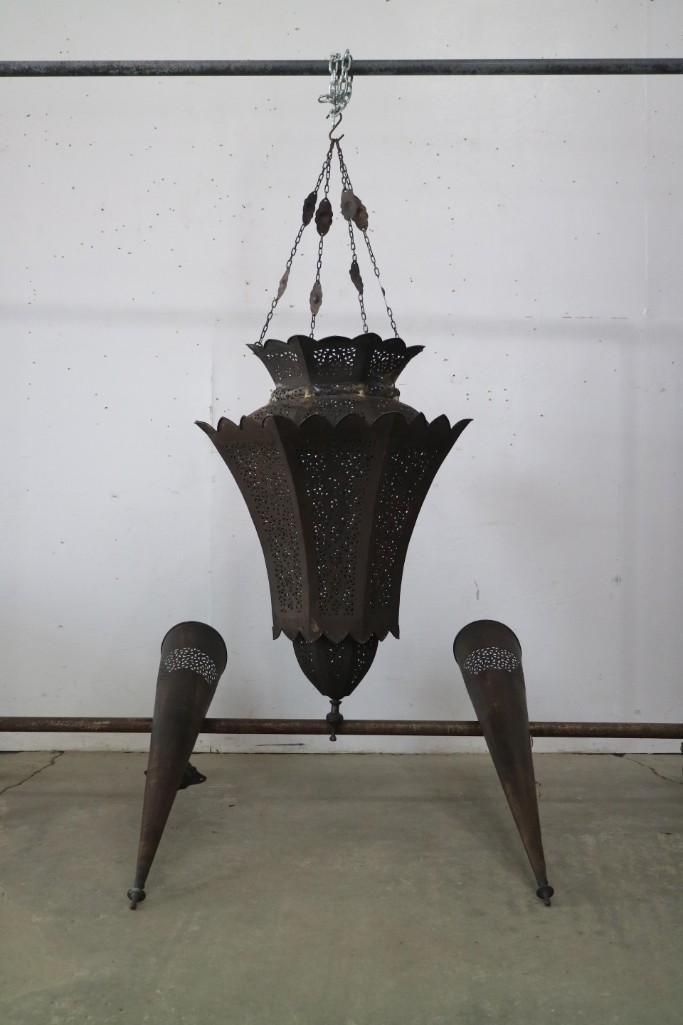 Moroccan Punched Tin Chandelier & 2 Wall Sconces Set (1 of 13)