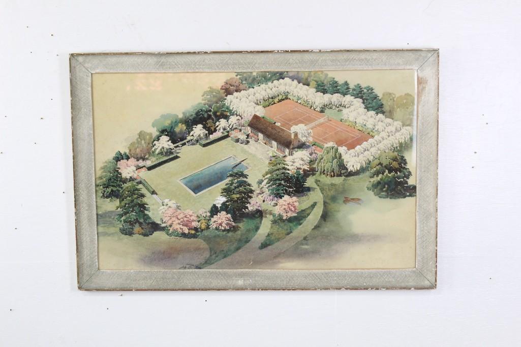 J. Floyd Yewell Watercolor Architectural Home Rendering (1 of 6)