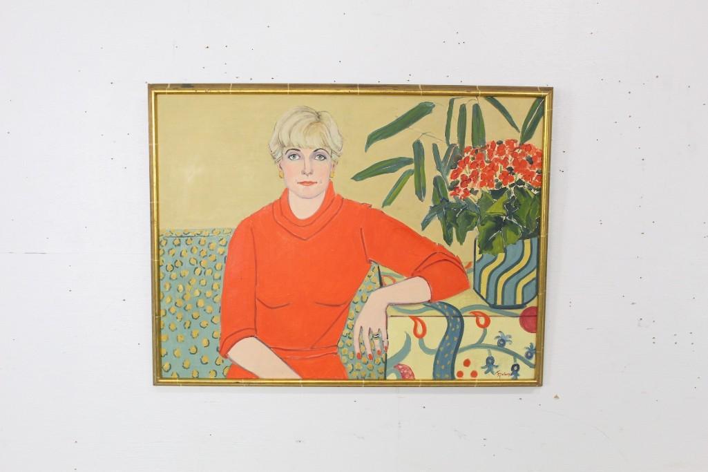 Framed Painted Portrait Canvas,Signed J.Peters,Modern (1 of 6)