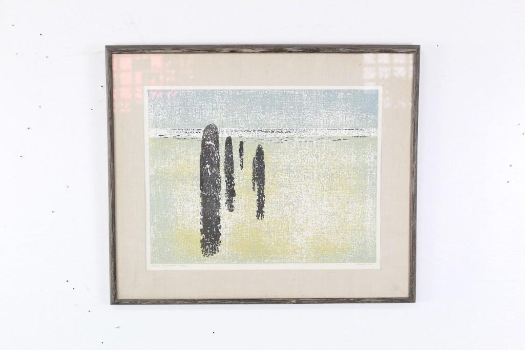 Framed Glen Krause Screenprint, Tidal Reflections 1963 (1 of 6)