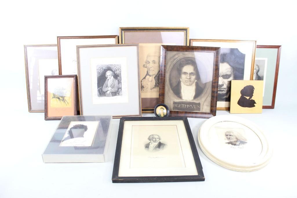 13 Framed Composer Intaglio Engraving Prints Beethoven (1 of 16)