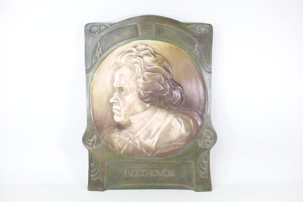Art Nouveau Metal Beethoven Bust Plaque by,A.Gerhart (1 of 5)