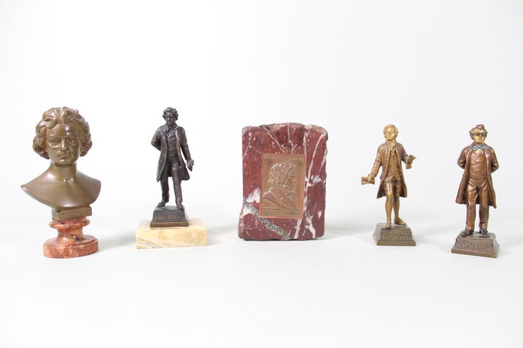 5 Bronze Sculpture Bust,Mozart,Beethoven,Schubert,Metal (1 of 10)