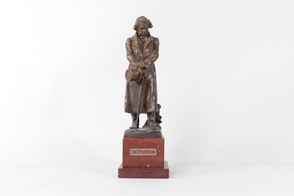 Patinated L. Van Beethoven Statuette,Signed Hans Muller (1 of 7)