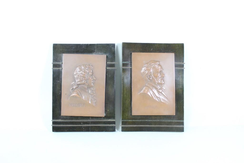 Pair of Cast Bronze Plaques Composers Wagner & Mozart (1 of 6)
