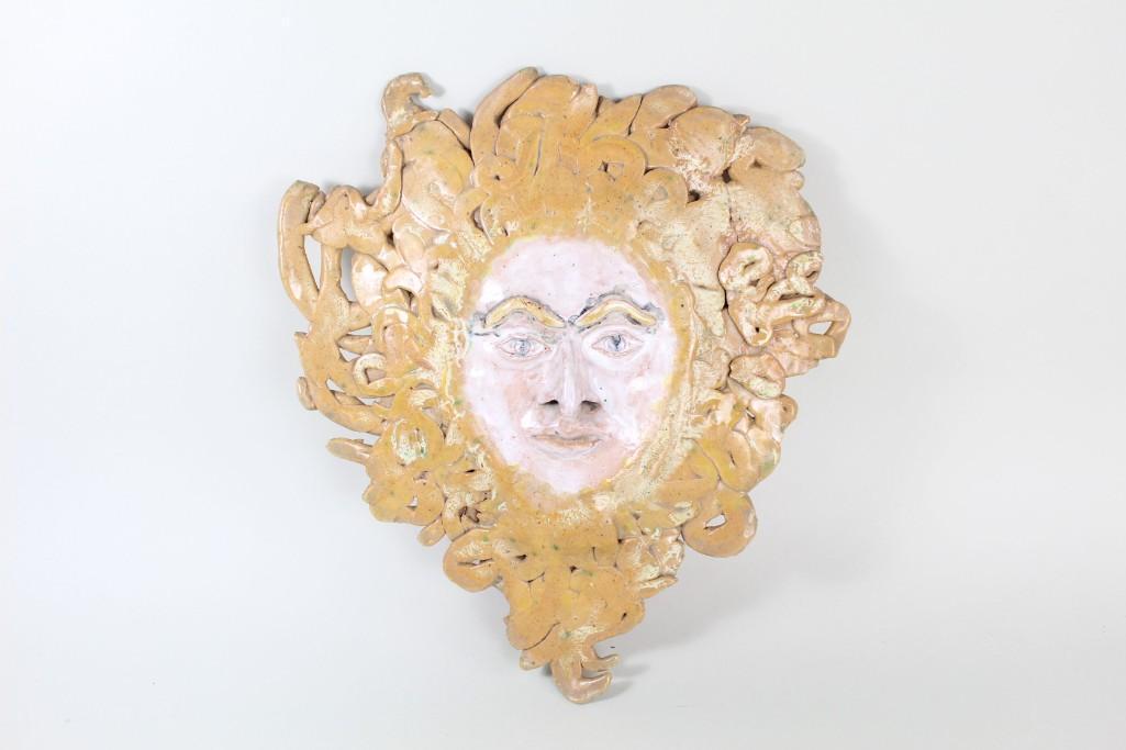 Studio Pottery Handmade Sun Deity Garden Wall Hanging (1 of 11)