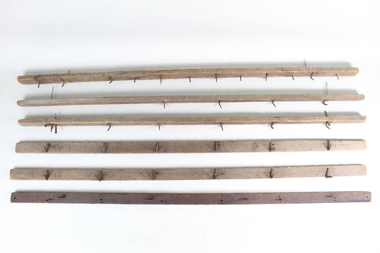 7 Antique Primitive Tobacco Drying Racks W Metal Hooks