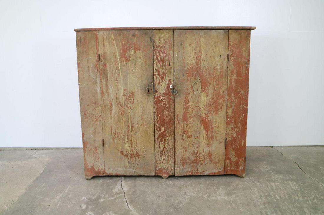 Antique Red Painted 2 Door Primitive Country Cupboard (1 of 8)