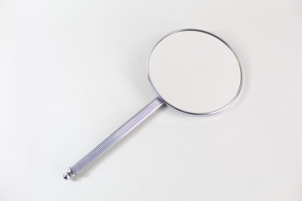 Antique Art Deco Silver Hand Mirror, Vanity Decor,Bath (1 of 6)