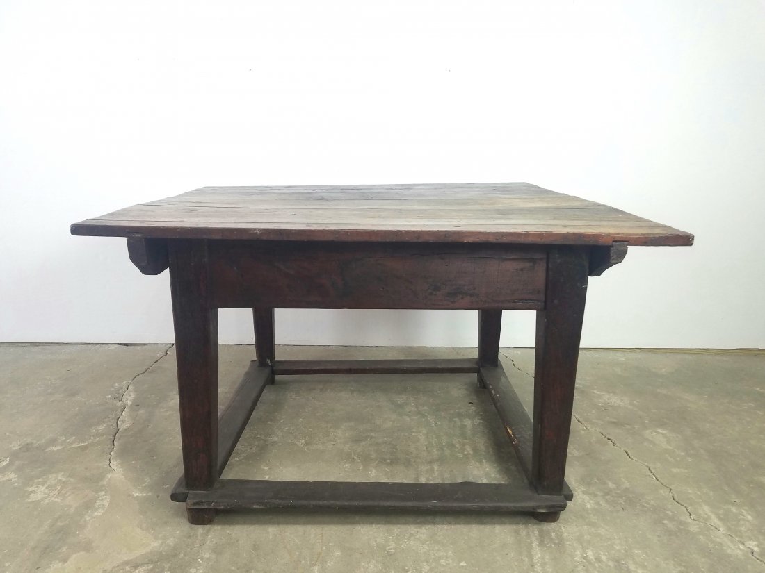 19th Cent Primitive Square Wood Farm/Harvest Table (1 of 11)
