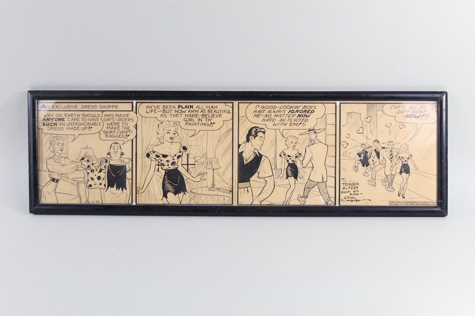 Original Al Capp Cartoon Comic Strip Maisie Day,1942 (1 of 7)