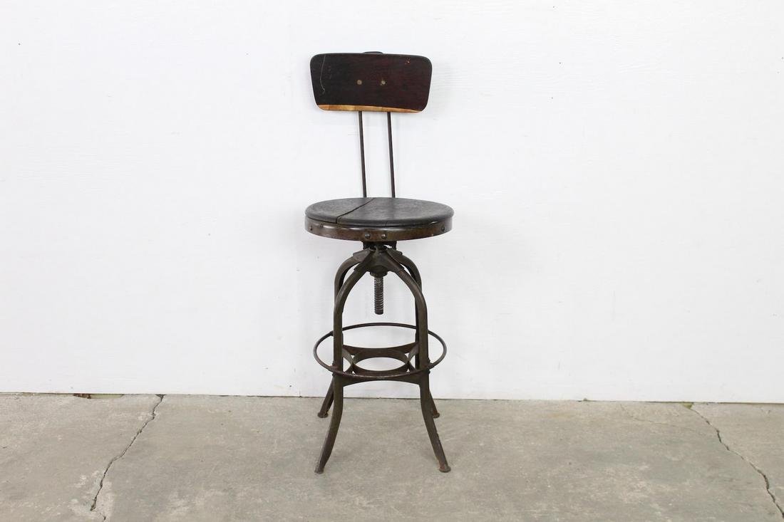 Industrial Toledo Drafting Stool with Round Seat & Back (1 of 10)