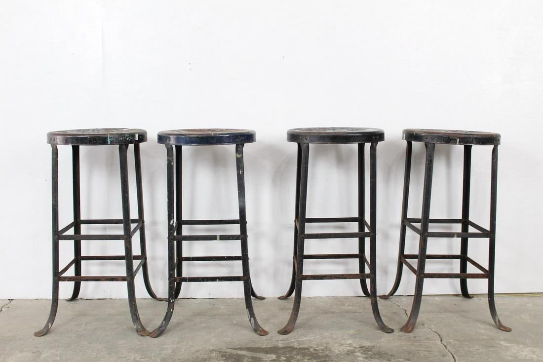 Set of 4 Industrial Black Metal Workshop Bar Stools (1 of 6)