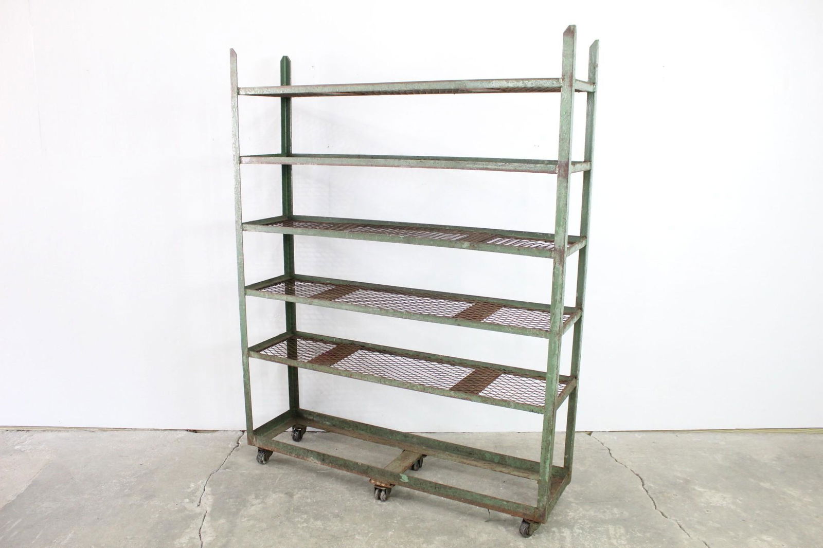 4 of 4 Industrial Green Metal Rolling Cart Shelf Unit (1 of 8)