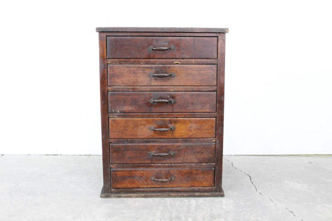 Antique Industrial Wood 6-Drawer Storage Cabinet,Patina (1 of 6)