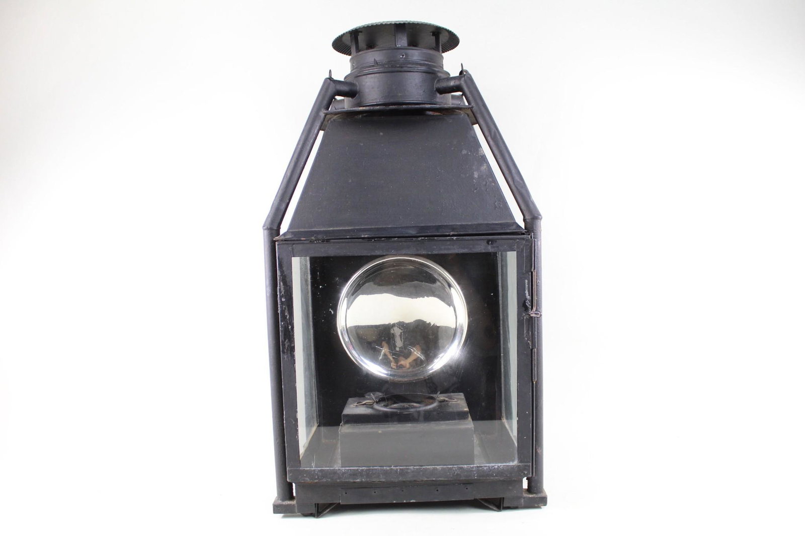 Antique 19th C Tole Lantern Mercury Glass Mirror,Metal (1 of 10)