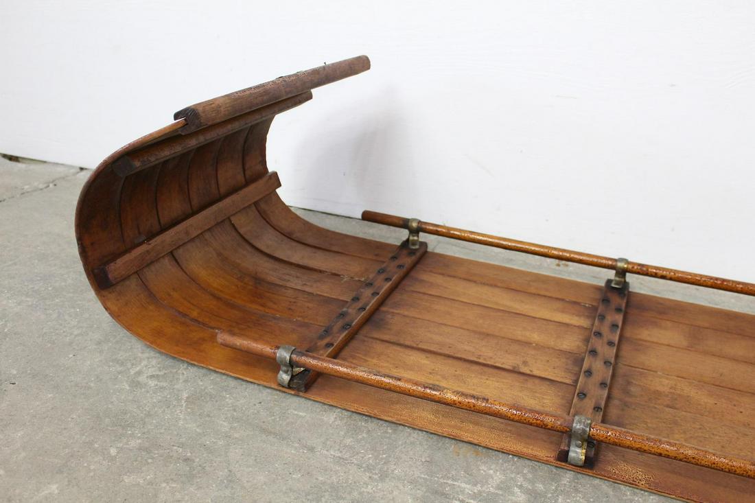 Antique Wood Toboggan Sled, by Paris Manufacturing Co. (1 of 7)