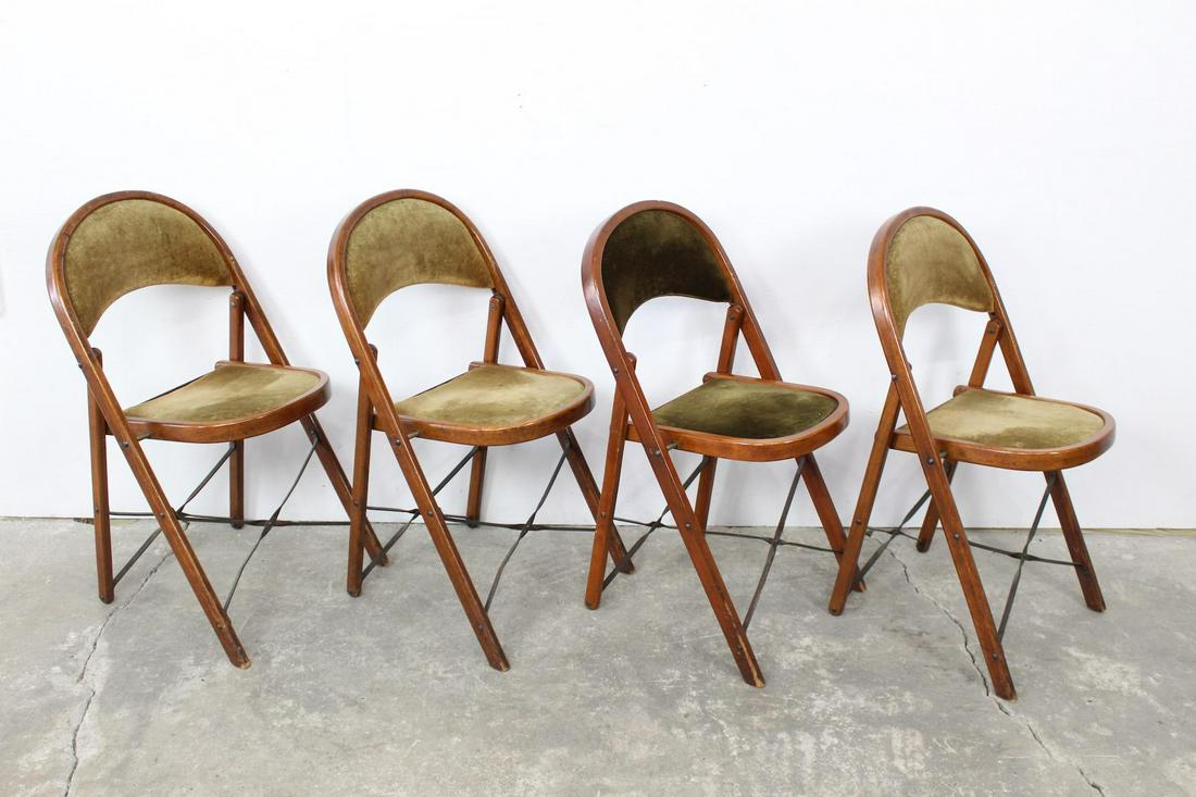 4 Bentwood & Velvet Folding Chairs,Adirondack Chair Co. (1 of 12)