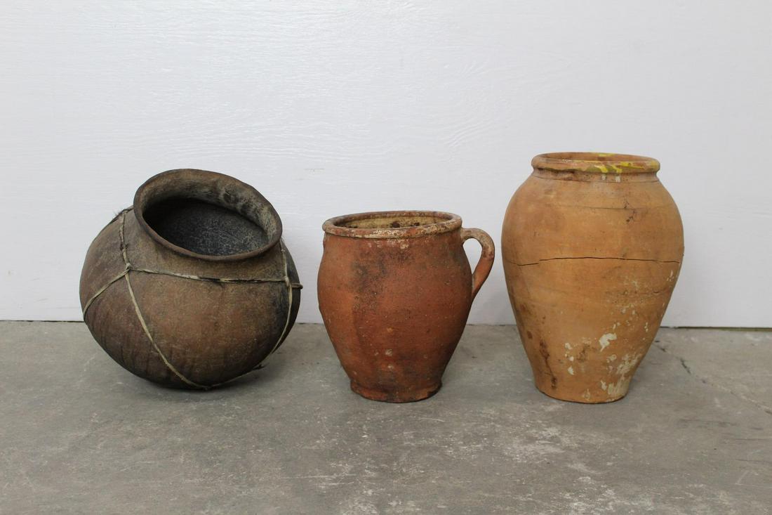 3 Antique Ceramic Pots Jugs,Mexican/Turkish Earthenware (1 of 8)