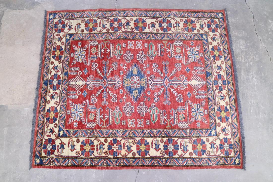 Lovely Red Blue & White Floral Motif Oriental Rug 7x6ft (1 of 13)