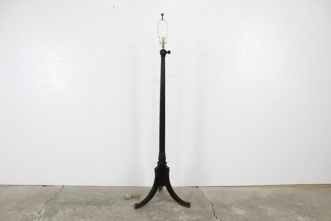 Antique Carved Wood Tripod Floor Lamp,Neoclassical (1 of 7)