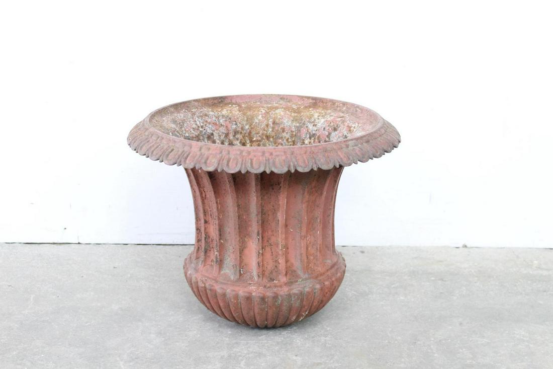 Antique Red Cast Iron Garden Urn Planter, No Base (1 of 6)