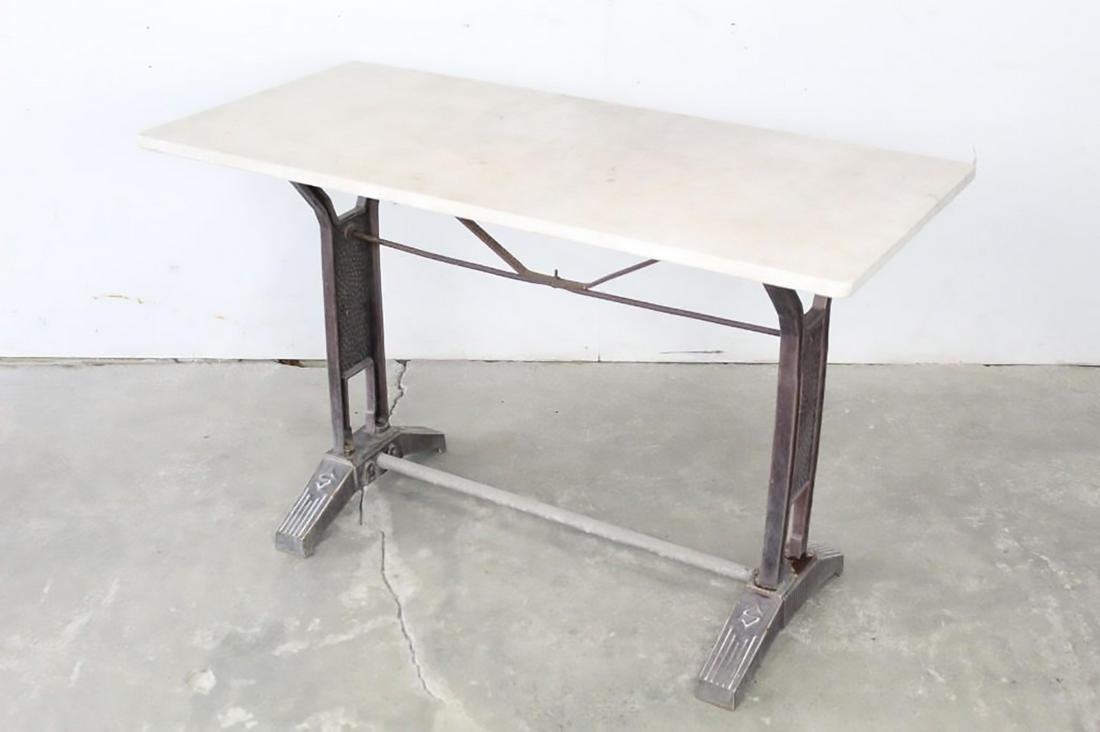 Industrial Marble Top Bistro Table Cast Iron Base,Deco (1 of 8)
