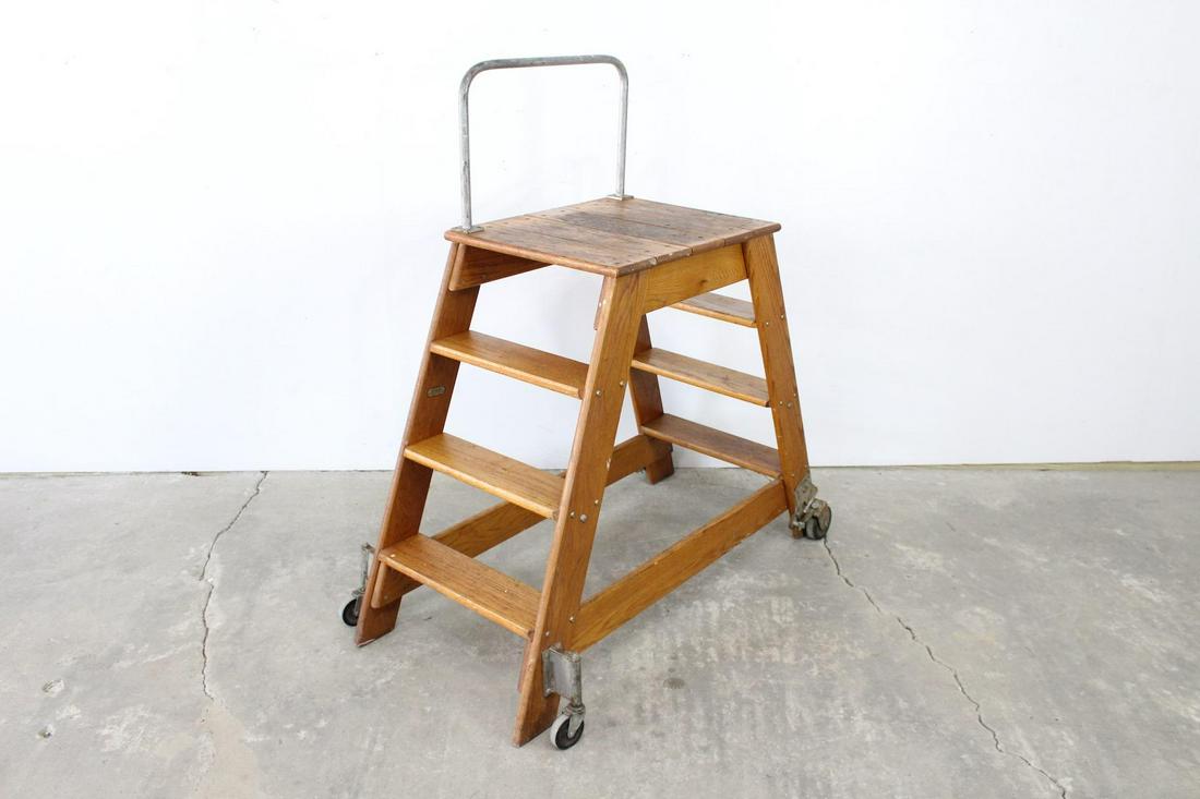 Putnam Wooden Platform Rolling Ladder,Industrial,NY (1 of 10)