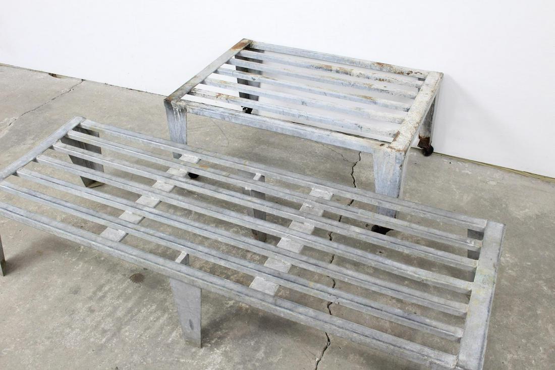 Pair of Industrial Galvanized Slatted Bench,Plant Stand (1 of 15)