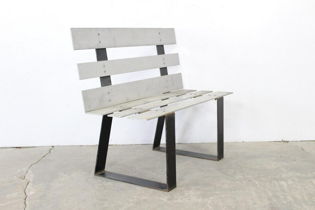 Industrial Aluminum Slatted Park Bench,Bauhaus Style (1 of 6)
