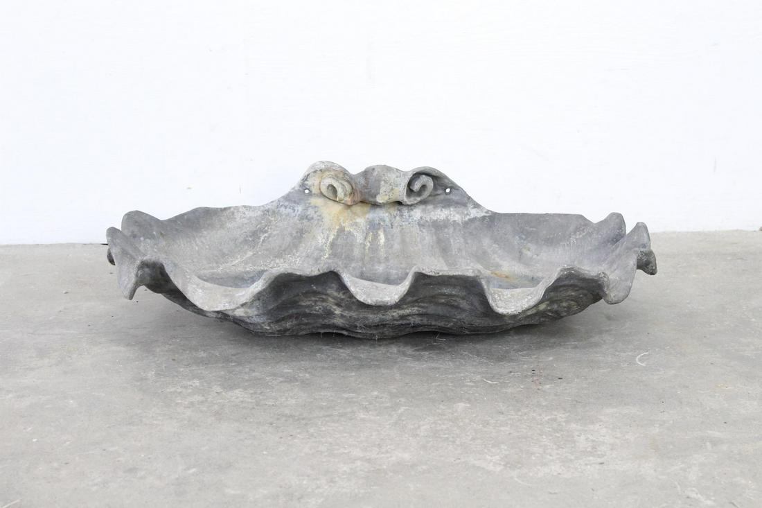 Antique 19th Cent Zinc Seashell Bird Bath Fountain (1 of 8)