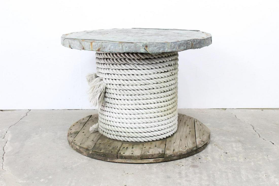Handmade Industrial Nautical Copper Table, Rope Spool (1 of 10)