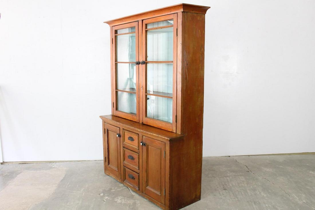 Antique Wood Step Back Cupboard,China Cabinet Hutch (1 of 9)
