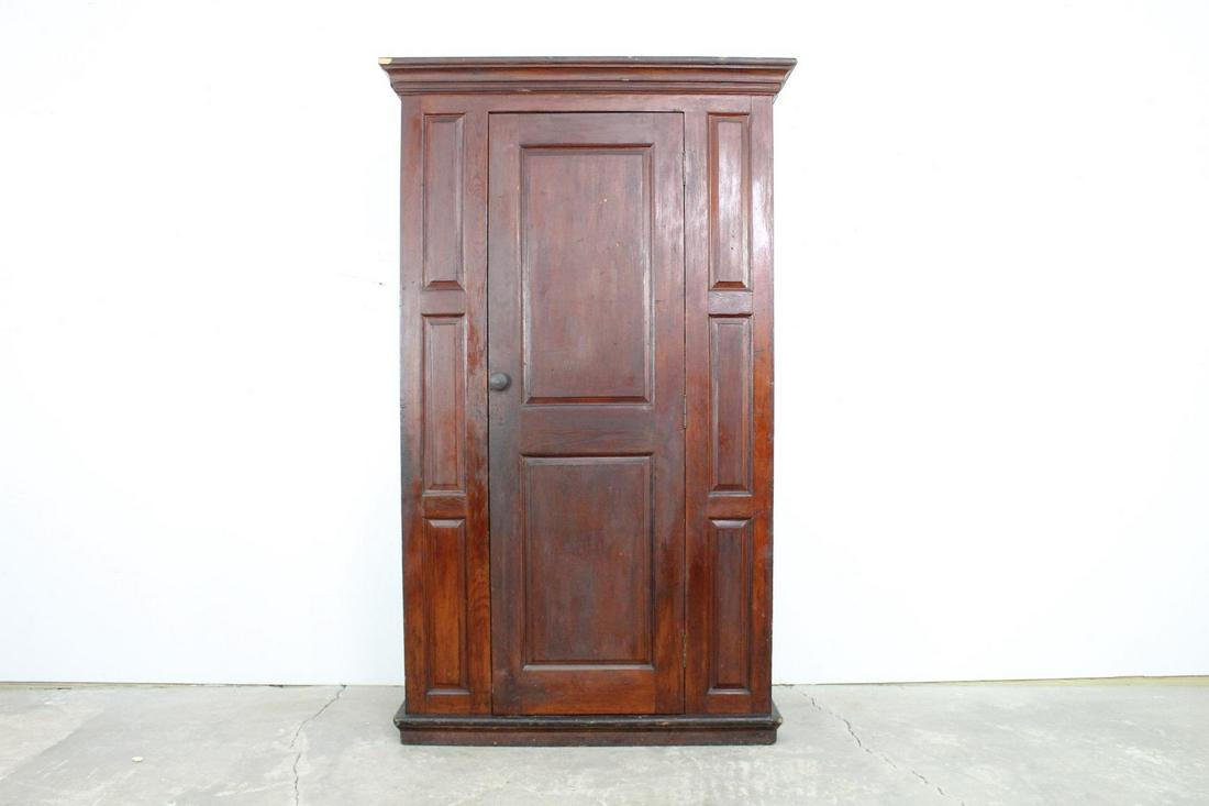 Antique Tall Paneled Wooden Primitive Cupboard Cabinet (1 of 10)